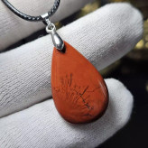 گردن آویز سنگ طبیعی جاسپر سرخ خونی معدنی کد 31450