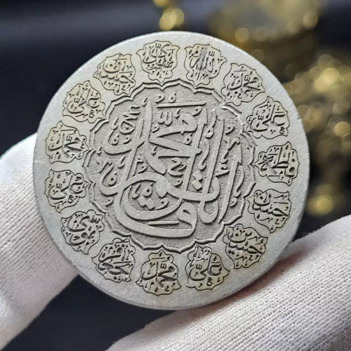 نگین درشت مدالی سنگ حدید سماقی معدنی کد 31651