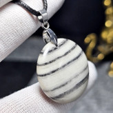 آویز گردنبند سنگ طبیعی جاسپر زبرا معدنی کد 35827