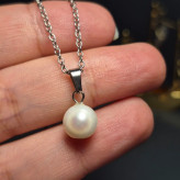 ست گردنبند و گوشواره مروارید اصل کد 60479